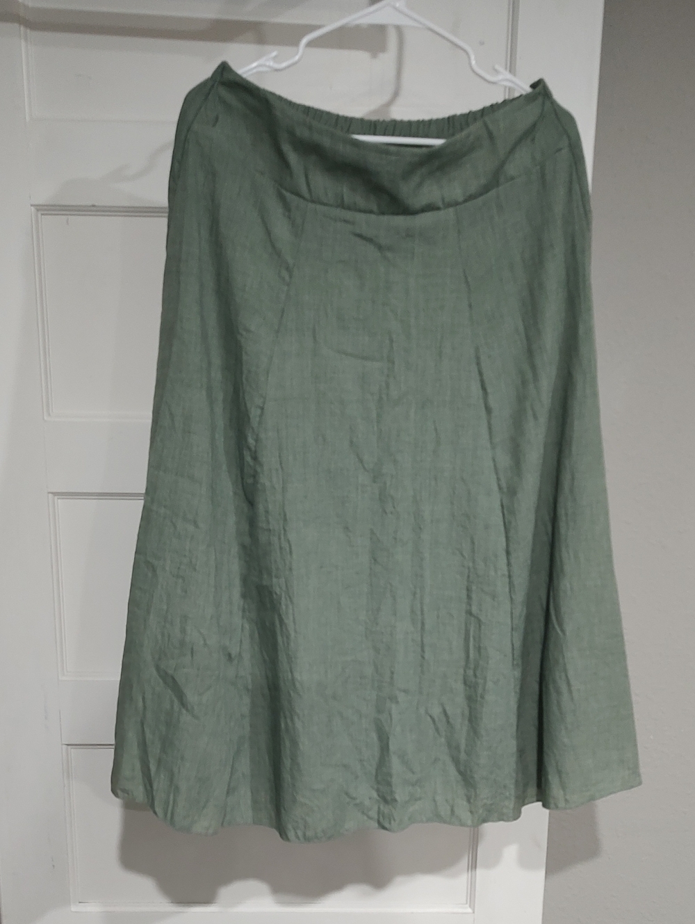Laura Scott A-Line Linen Blend Lined Skirt in Sage Green Medium